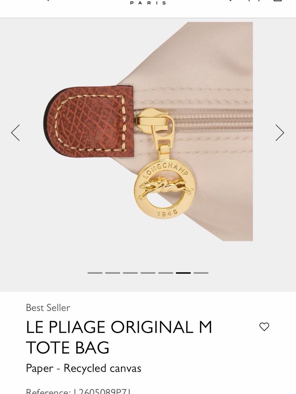 Longchamp Le Pliage M Tote in Beige with Brown Trim - Picture 5 of 9